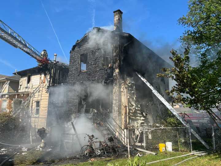 The fire was reported on 24th Street and Otis Street NE.