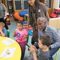 <p>Actor and activist Danny Glover visits with children at The Hilltop School in Haverstraw earlier this week. He spoke of growing up with dyslexia and signed autographs for all the kids.</p>