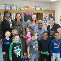 <p>Actor and activist Danny Glover has visited BOCES schools in Rockland County several times over the years. Education is among the many causes he supports. He is shown with children and staff at The Hilltop School in Haverstraw.</p>