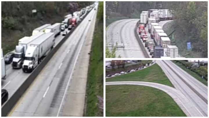 The traffic delays due to the triple fatal crash investigation on Interstate 83.