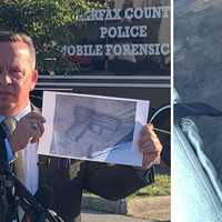 <p>Fairfax County Police Chief Kevin Davis holds a photo of the gun a wanted suspect was holding when he confronted three officers before one shot and killed him in a Springfield parking lot on Thursday, June 30.</p>