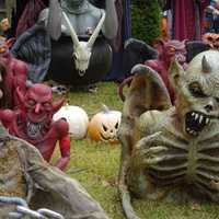 <p>Creatures like devils and demons adorn a Waldwick yard.</p>