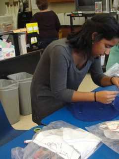Irvington Middle School Students Hand Stitch Cartoon Pillows