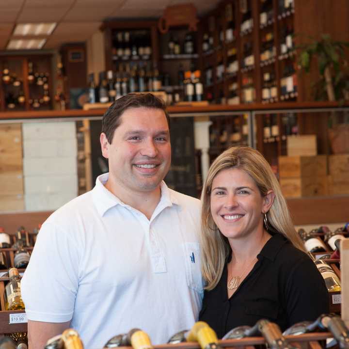 Owners Anthony and Carly D’Arpino at the Harrison Wine Vault.