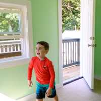 <p>Harrison&#x27;s first look of his new treehouse</p>