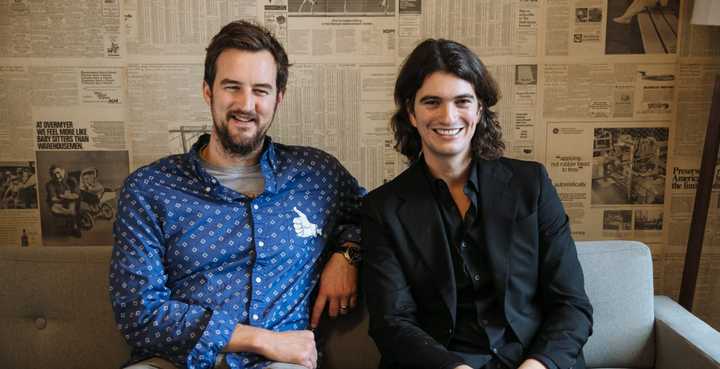 Miguel McKelvey and Adam Neumann, founders of WeWork, along with Neumann&#x27;s wife Rebekah.