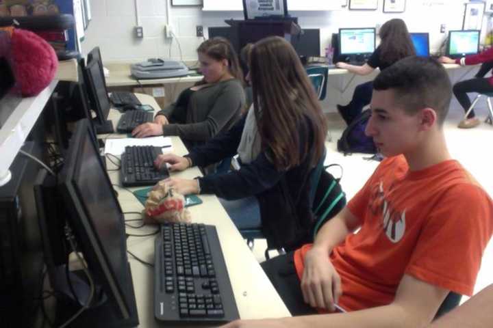 Students participate in Hour of Code.