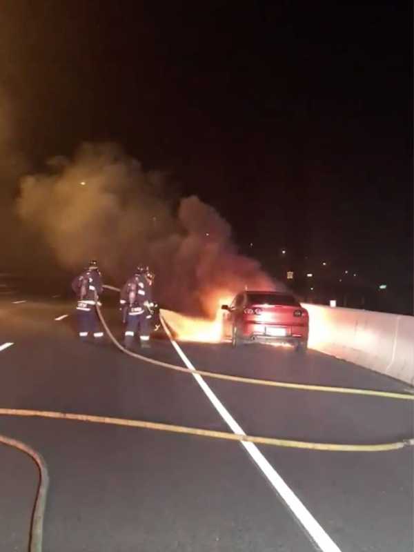 Stratford Firefighters Put Out Car Fire On I-95