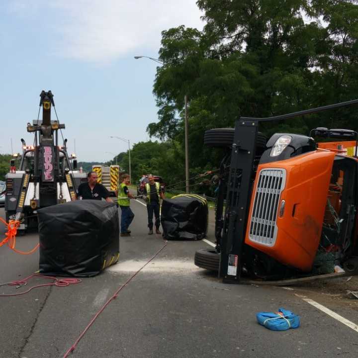 Traffic was tied up for hours after a truck accident occurred northbound on I-95 between exits 17 and 18 in Westport at about noon Saturday, according to the Westport Fire Department.