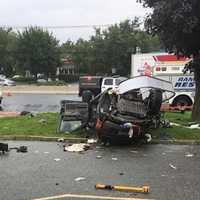 PHOTOS: Jeep Driver Extricated After Rollover Crash On Route 17 In Ramsey