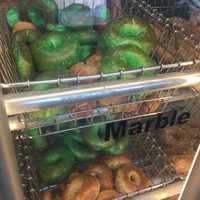 <p>Green bagels galore.</p>