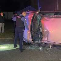 <p>The Toyota Camry landed on its side in the 400 block of Berkshire Road shortly before 10 p.m. Tuesday, Nov. 22.</p>