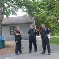 <p>Yorktown Police keep a watchful eye out for the safety of all on the scene.</p>