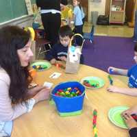 <p>Visitation Academy kindergarten students enjoyed learning math while filling up their Easter baskets.</p>
