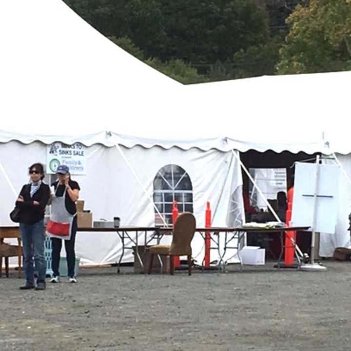 The tents are set up and the donations are pouring in for this weekend&#x27;s Minks To Sinks sale in Wilton.