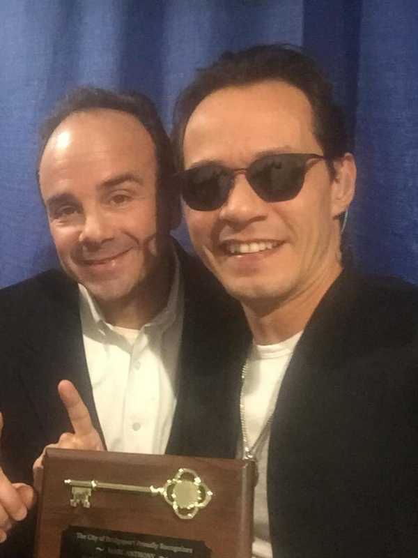 Ganim Presents Singer Marc Anthony With Key To City Of Bridgeport