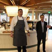 <p>Executive Chef Sheamus Feeley and the team from the Branstetter Group outside of the Barnes &amp; Noble Kitchen in Eastchester.</p>