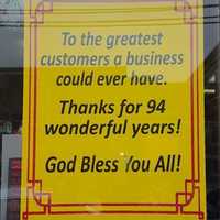 <p>A thank you sign hangs in the window of Curioni&#x27;s in Lodi.</p>