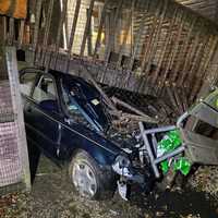 Photos: Driver Injured After Car Slams Into Corner Of Bridgeport Home
