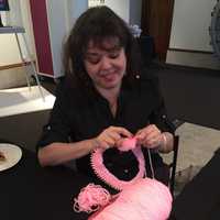 <p>Making pink pussy hats at ArtsWestchester in White Plains.</p>