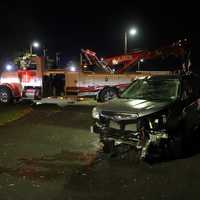 <p>A driver hit the accelerator sending his Subaru Forester into the Newark Bay in Bayonne.</p>