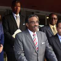 <p>State Rep. Bruce Morris speaks at a press conference at Grace Baptist Church in Norwalk regarding the need to change the state&#x27;s education funding formula.</p>