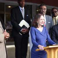 <p>State Rep. Gail Lavielle speaks at a press conference at Grace Baptist Church regarding the need to revise the state&#x27;s formula for education funding.</p>