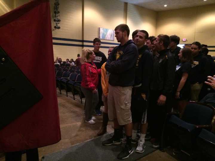 Saddle Brook students await their turn to vote Tuesday, Oct. 20.