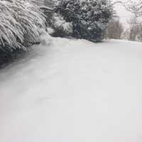 <p>The snow is piling up in Danbury on Thursday morning.</p>