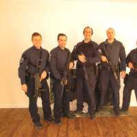 <p>(L to R): Officer Anthony Mormino, Officer Joseph DiBenedetto, Sgt. Mike Lembo, Officer Steven Cummings, Sgt. Jay Chuck.</p>