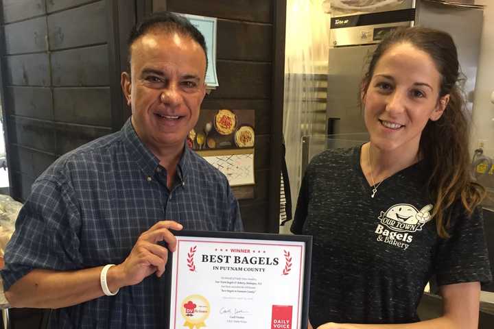 Mahopac's Our Town Bagels Receives DVlicious 'Best Bagel In Putnam' Award