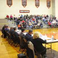 <p>Residents address the Dumont Mayor and Council during the special public meeting.</p>