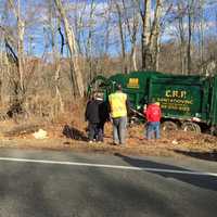 Sanitation Truck Goes Off The Road In Briarcliff