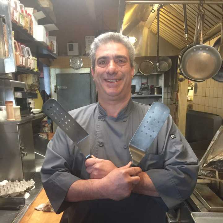 Owner Frank Evangelista mans the grill at Frankie&#x27;s Waffles &amp; Burgers in Mahopac.