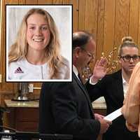 <p>Ashley LaGrosa was sworn in as South Hackensack&#x27;s first female police officer Monday.</p>