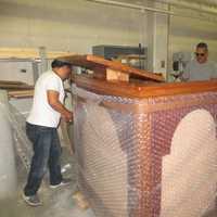 <p>Movers put bubblewrap around a pulpit built for Pope Francis at Lincoln Hall Boys&#x27; Haven in Somers on Tuesday. The pulpit and altar are destined for Madison Square Garden&#x27;s Papal Mass on Sept. 25.</p>