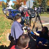 <p>Christine Lomuscio speaks to media about the missing Easton couple.</p>