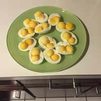 <p>Two yolk eggs from Norwalk's Stew Leonards led to a deviled egg recipe from Maddy Kirshoff and Paul Wheatley.</p>