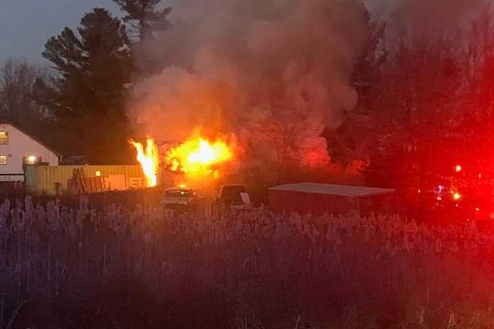 Central Massachusetts Barn Goes Up In Flames