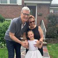 <p>Francesca and her maternal grandparents, Gerry and Susan Coppola.</p>