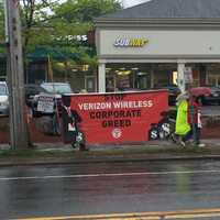 <p>Verizon workers shown as they picketed in the rain in Mohegan Lake. On Friday, labor union leaders said they had reached a tentative agreement &quot;in principle&quot; with Verizon management..</p>