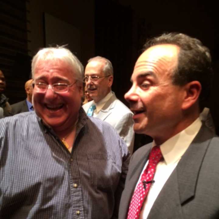 Bridgeport Mayor Joseph P. Ganim greets supporters after his swearing-in ceremony.