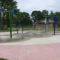 <p>Water shoots from high and low at the new spray park at Kenosia Park in Danbury.</p>