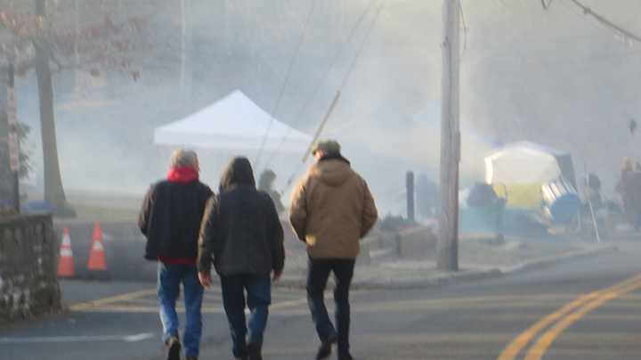 Filming in Westchester County for &quot;The Girl on the Train&quot; wrapped up earlier this year. In this scene along Station Road in Irvington, fake fog was generated in the background.