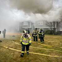 <p>A fire breaks out at the former home of Ana Walshe and her family on Friday, Jan. 6.</p>