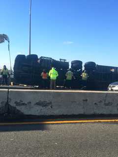 Tractor-Trailer Tips On Turnpike In Ridgefield