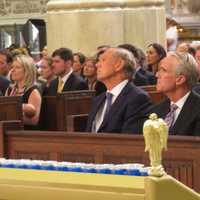 <p>Former New York Gov. George Pataki at Caryl Plunkett&#x27;s funeral in New York City.</p>