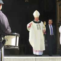 <p>Cardinal Timothy Dolan leading a procession for Tarrytown&#x27;s Caryl Plunkett.</p>