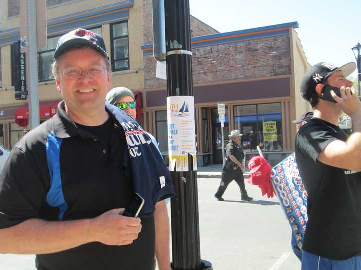 There was plenty of activity outside the Mid-Hudson Civic Arena in Poughkeepsie on Sunday in the hours leading up to Donald Trump&#x27;s 3 p.m. rally.