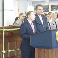 <p>Westchester County Executive Rob Astorino unveiling some of the upgrades at the police academy.</p>